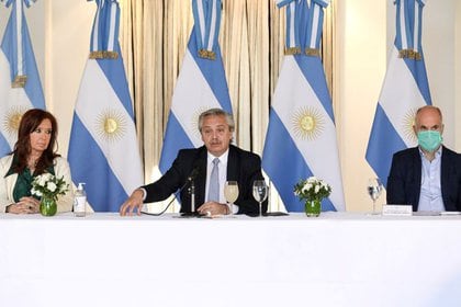 Cristina Kirchner, Alberto Fernández y Horacio Rodríguez Larreta 