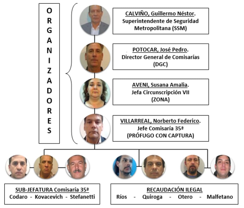 Diagrama de la causa del fiscal Campagnoli: la organización completa, encabezada por Calviño.