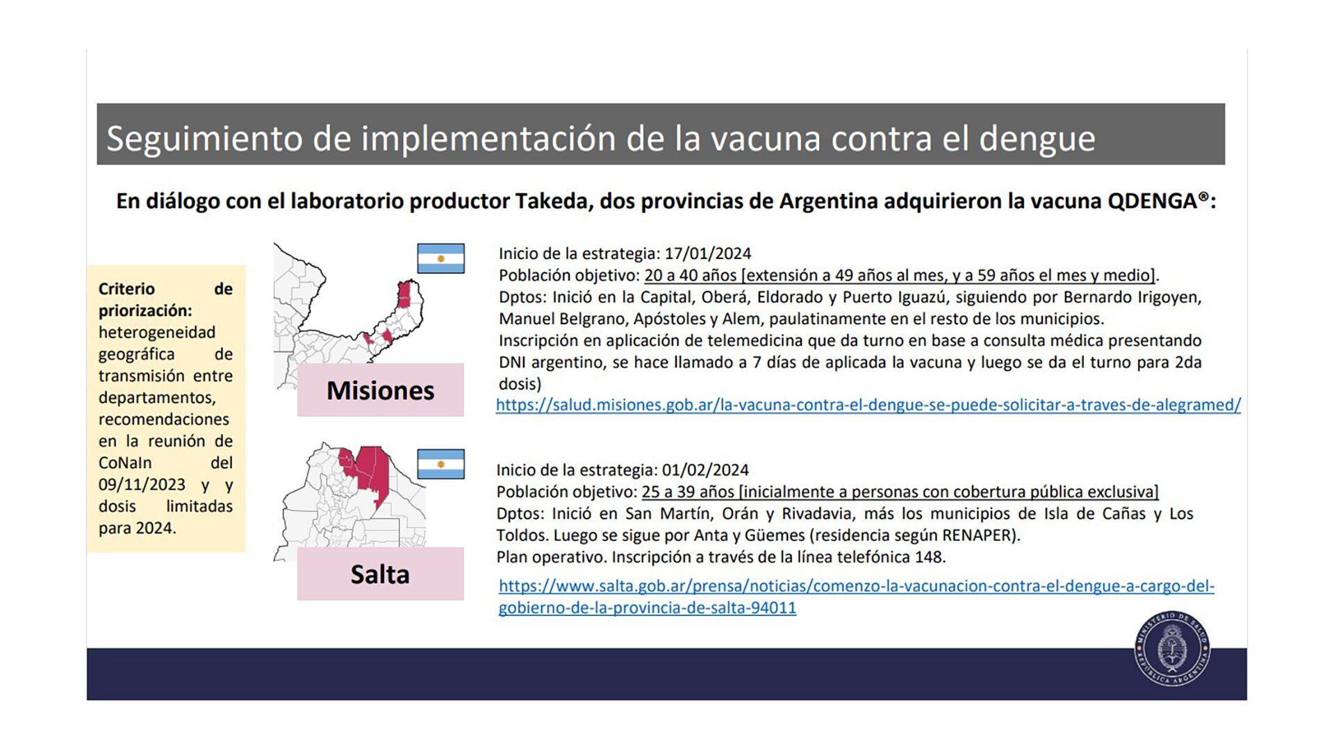 CONAIN vacuna contra el dengue, reunión 7 de marzo