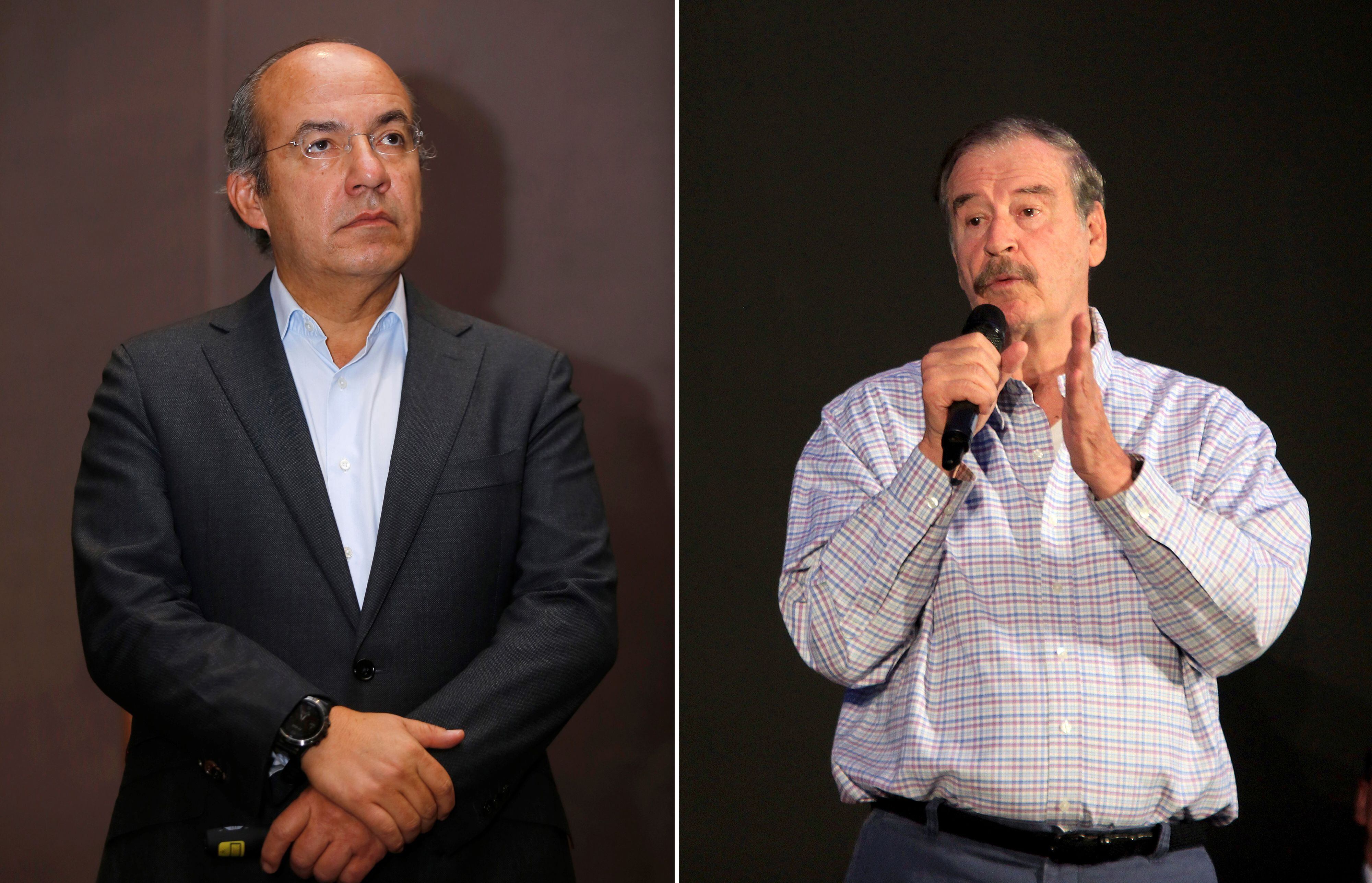 Combo de fotografías de archivo, donde se observan a los expresidentes Felipe Calderón (2006-2012) (i), y a Vicente Fox (2000-2006), durante diferentes actos protocolarios en México.EFE/ Francisco Guasco/Mario Armas