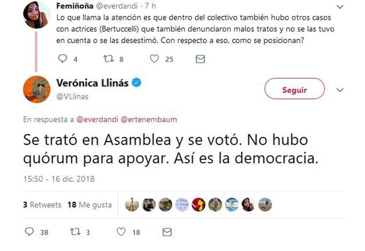 El tuit de Verónica Llinás