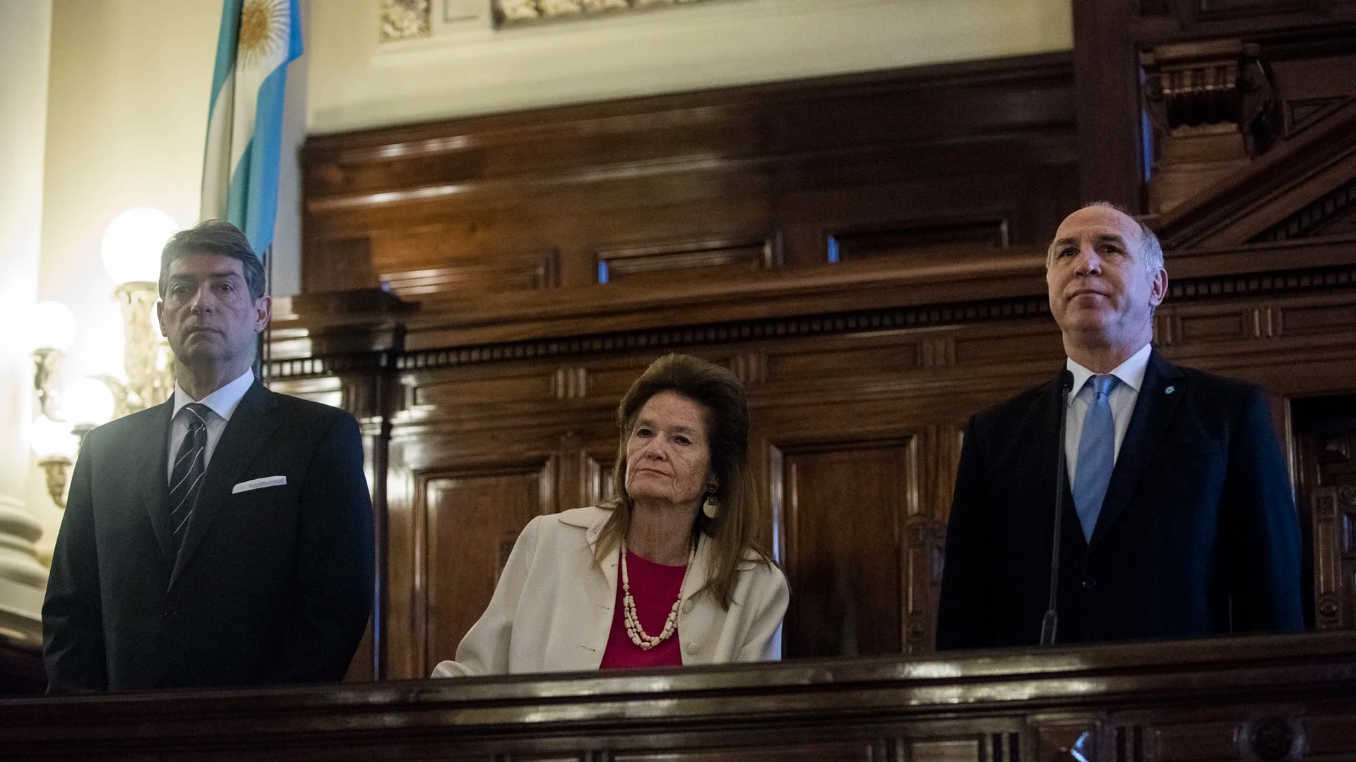 Los jueces de la Corte Horacio Rosatti, Elena Higthon de Nolasco y Ricardo Lorenzetti. (Adrián Escandar)