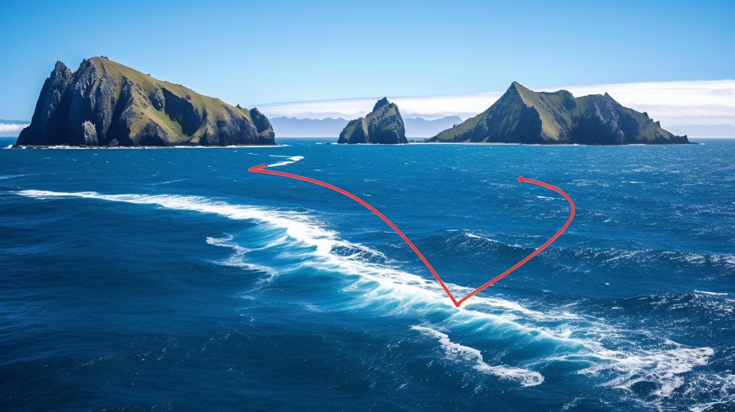 Las costas más cercanas, situadas de manera equidistante, son la Isla de Ducie, en el archipiélago de las Pitcairn (Reino Unido), al norte; Motu Nui, cercana a la Isla de Pascua (Chile), al noreste; y la Isla Maher, en la Antártida, al sur (Imagen Ilustrativa Infobae)