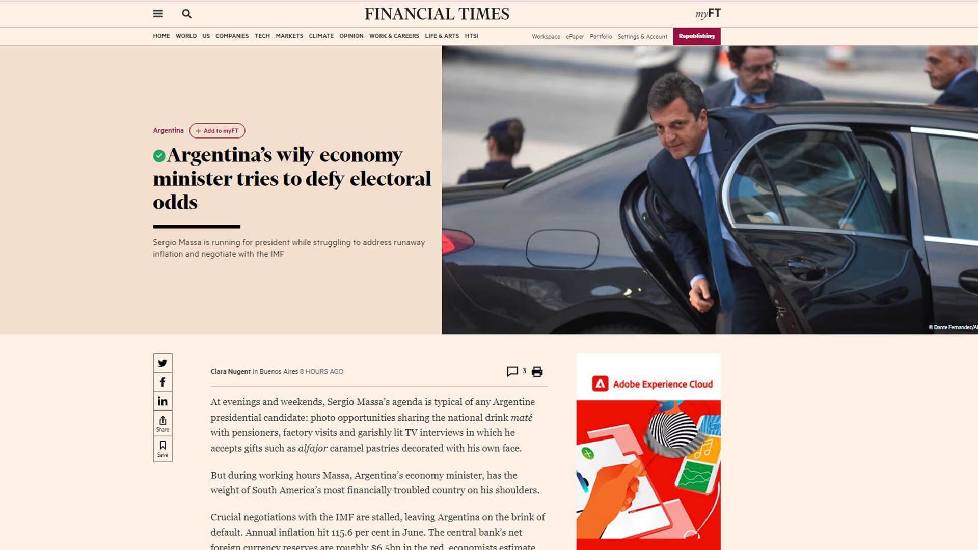 Massa en el Financial Times