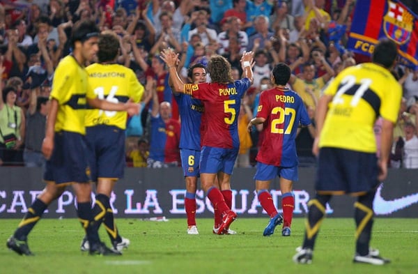 Barcelona ganó el Trofeo Joan Gamper de 2008 al vencer a Boca por 2 a 1 (AFP)