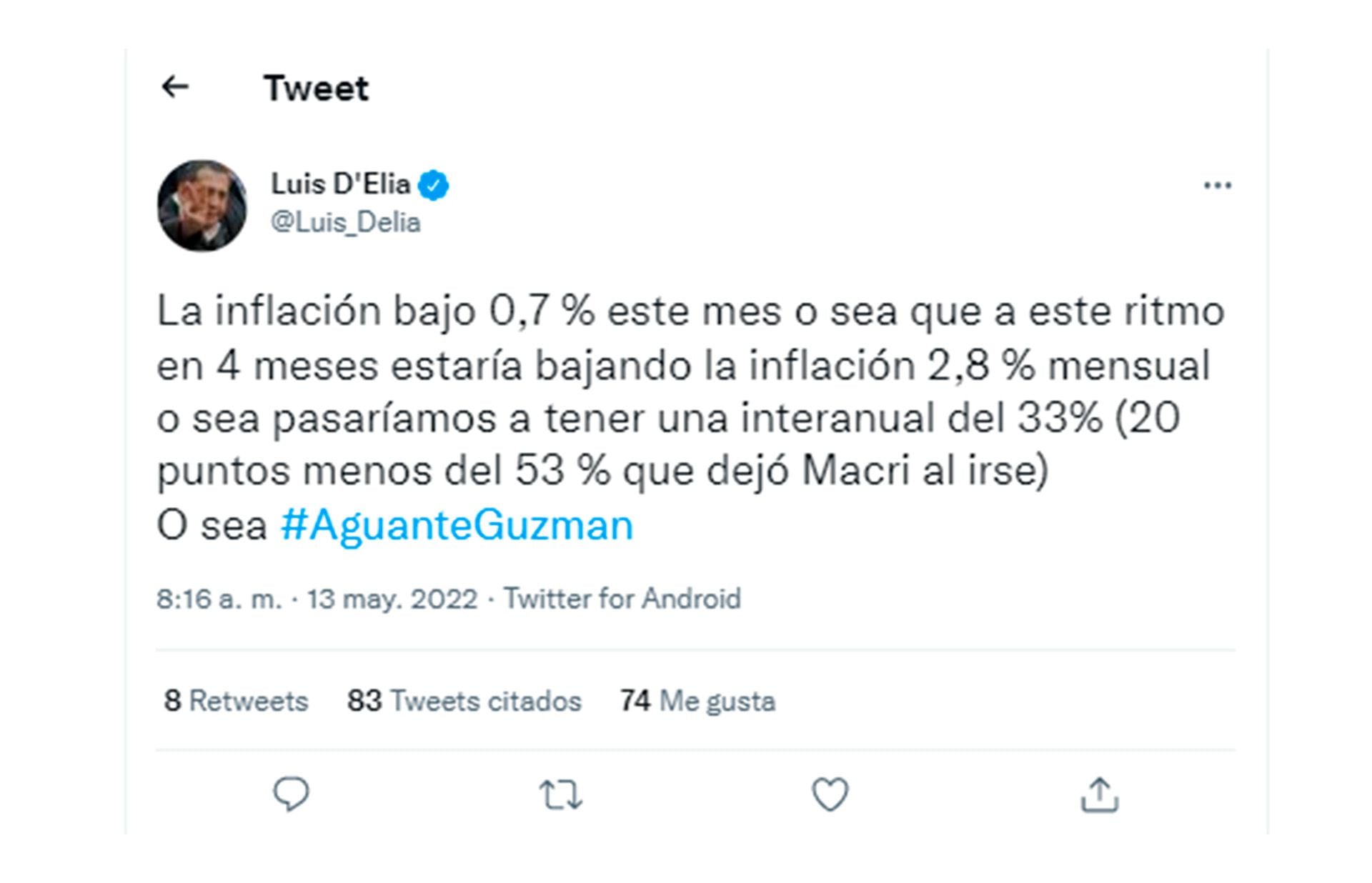 Luis Delia Twitter - Tweet - La inflación