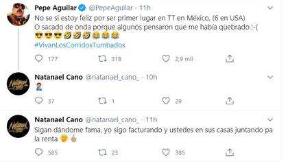 Las reacciones de Natanael Cano en Twitter