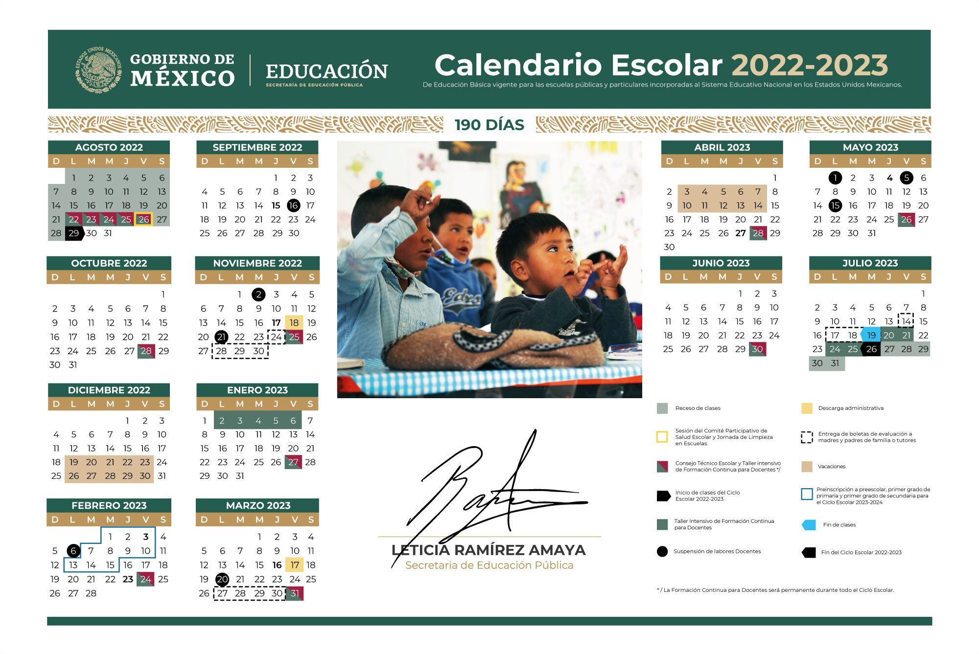Nuevo calendario del ciclo escolar 2022-2023. (Foto: SEP)