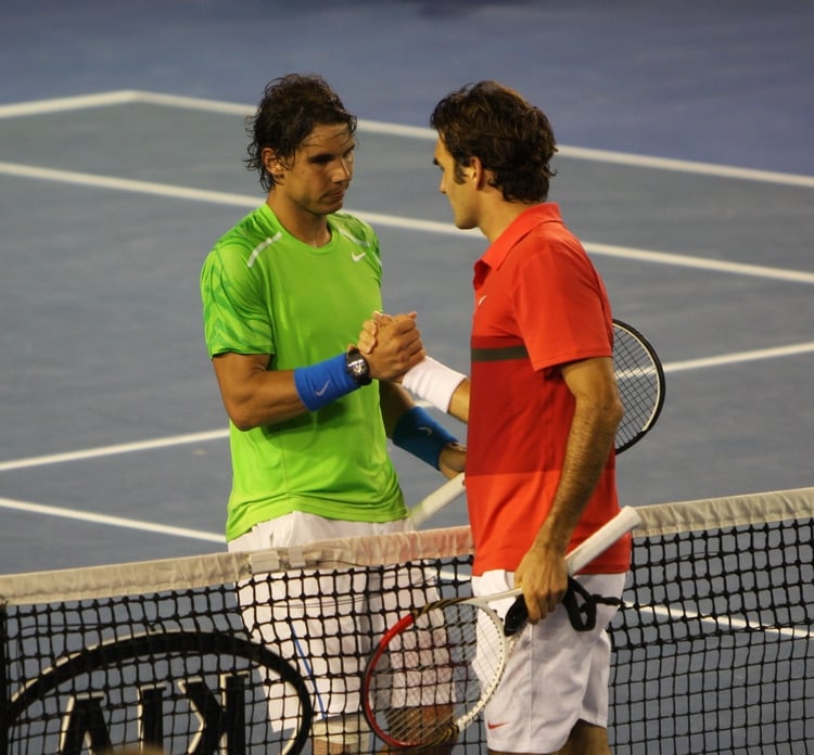 Rafa Nadal y Roger Federer en el Open de Australia de 2012.