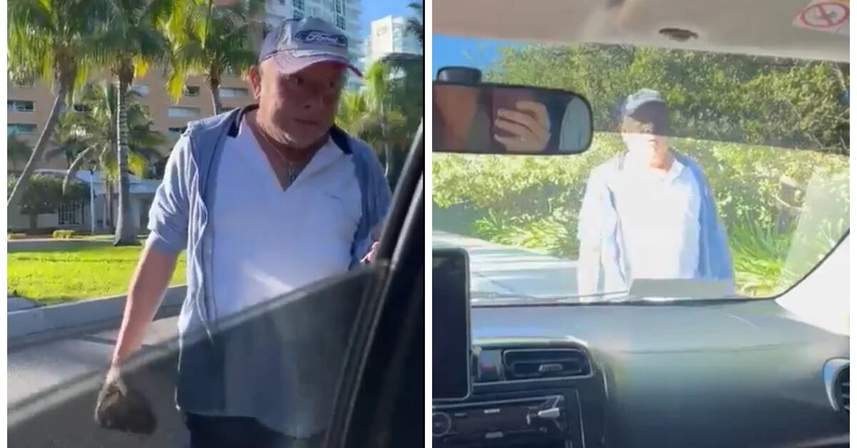 A stone in the hand, a taxi driver threatened an Uber driver in Cancun