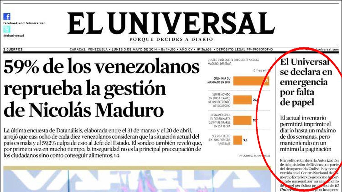 El Diario Mas Importante De Venezuela En Emergencia Por Falta