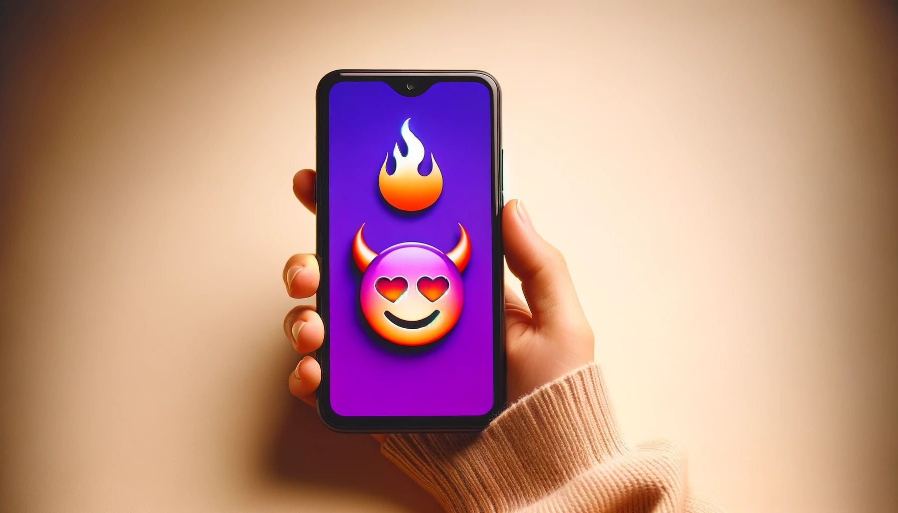 Una persona utiliza una app de citas, en la pantalla se ven emojis que simbolizan dicho uso - (Imagen Ilustrativa Infobae)