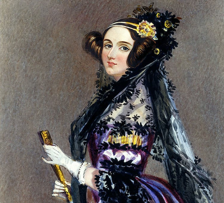 Ada King, condesa de Lovelace, programadora. (Acuarela de Alfred Edward Chalon)