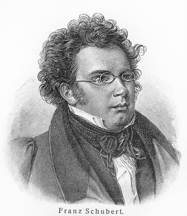 Franz Peter Schubert, compositor austríaco que murió a los 31 años de sífilis (Shutterstock)