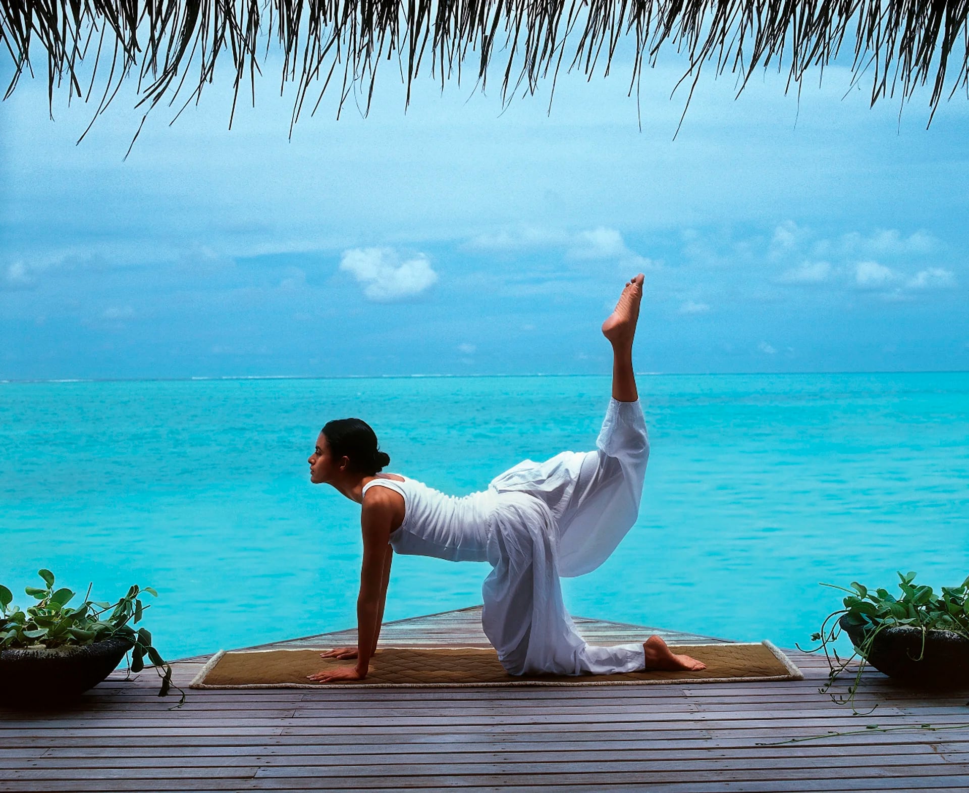 La practica de yoga es uno de los más solicitados por los huespedes que eligen las Maldivas como destino(Fine Hotels Spa & Resort of The World)