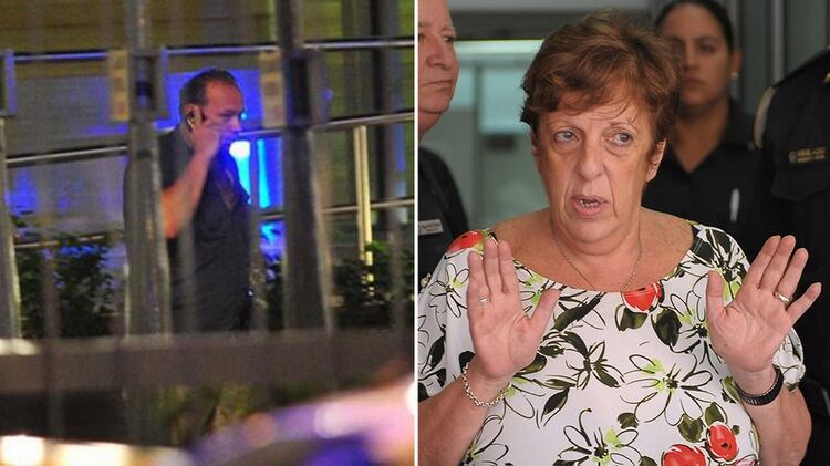 La noche del hallazgo. Sergio Berni, entonces secretario de Seguridad; y la fiscal Viviana Fein, que se acercó a hablar con los periodistas