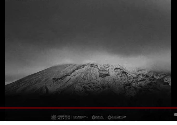 Actividad volcánica del Popocatépetl visto desde Tlamacas, Estado de México (Webcams de México)