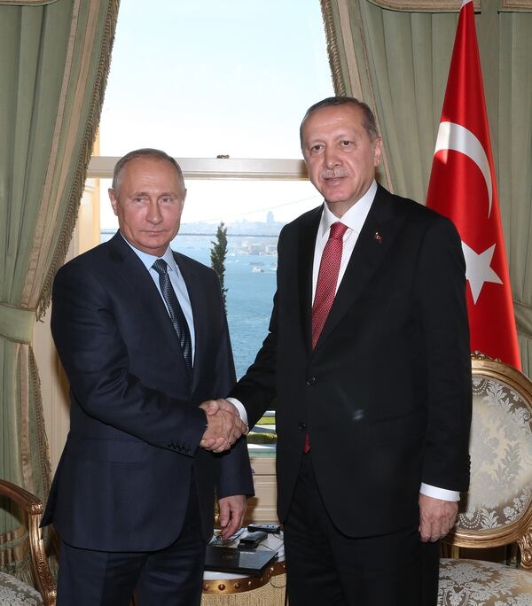 Recep Tayyip Erdogan y Vladimir Putin previo a la cumbre sobre Siria