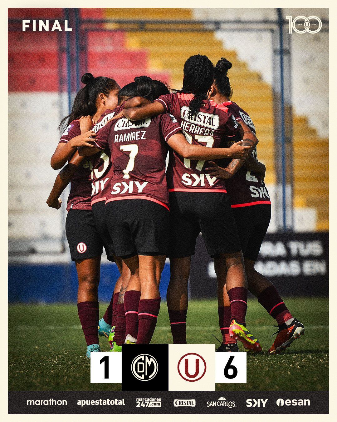 Universitario de Deportes aplastó 6-1 a Deportivo Municipal por la fecha 7 de la Liga Femenina 2024.