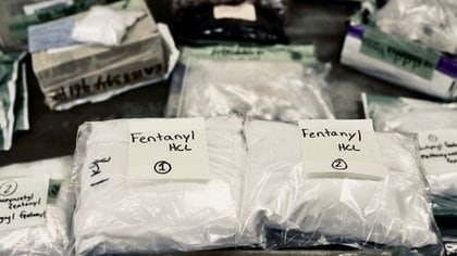 Envío de fentanilo secuestrado por autoridades federales de los Estados Unidos. Laboratorios clandestinos chinos venden la droga a los carteles mexicanos que la introducen a través de la frontera (Reuters)