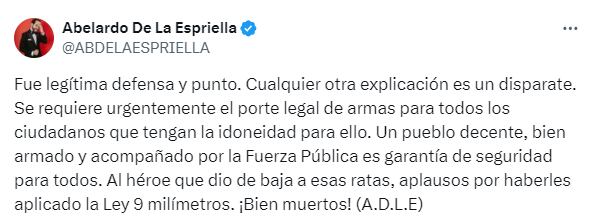 La propuesta de Abelardo de la Espriella fue apoyada por algunos sectores - crédito @ABDELAESPRIELLA/X