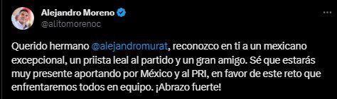 Alito Moreno calificó a Alejandro Murat como un "priista leal" (Twitter/@alitomorenoc)