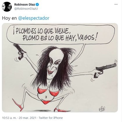 La caricatura que le dedicó Robinson Díaz a María Fernanda Cabal por el  proyecto de porte legal de armas - Infobae