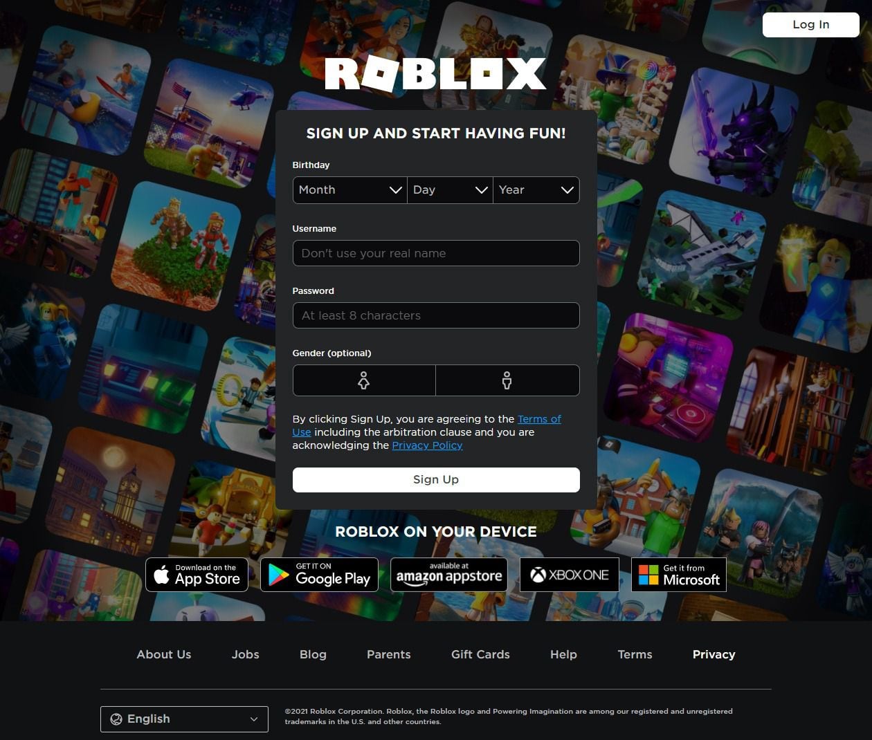 Página web de Roblox en el año 2023. (Captura)