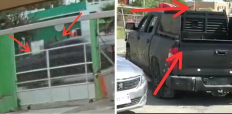 Cuando la camioneta era trasladada al punto donde supuestamente fue decomisada, se encontraba sin ningún tipo de blindaje.  En las fotografías publicadas por la Policía Estatal, se muestra a la camioneta con bisagras y cerrojos (Foto: Twitter/loba_indomable)