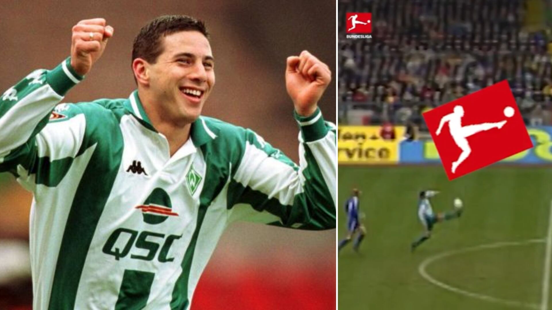 El control de Claudio Pizarro previo a su mítico gol contra Schalke 04 en 2001, tiene un parecido con el logo de la Bundesliga.