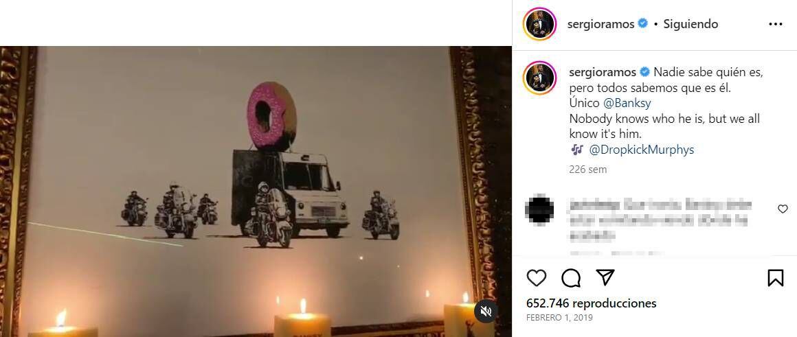 En la colección de arte de Sergio Ramos destaca una pieza de Bansky. (Instagram.com/sergioramos)