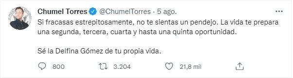 Ante su publicación, las reacciones de los internautas no se hicieron esperar (Foto: Twitter/@ChumelTorres)