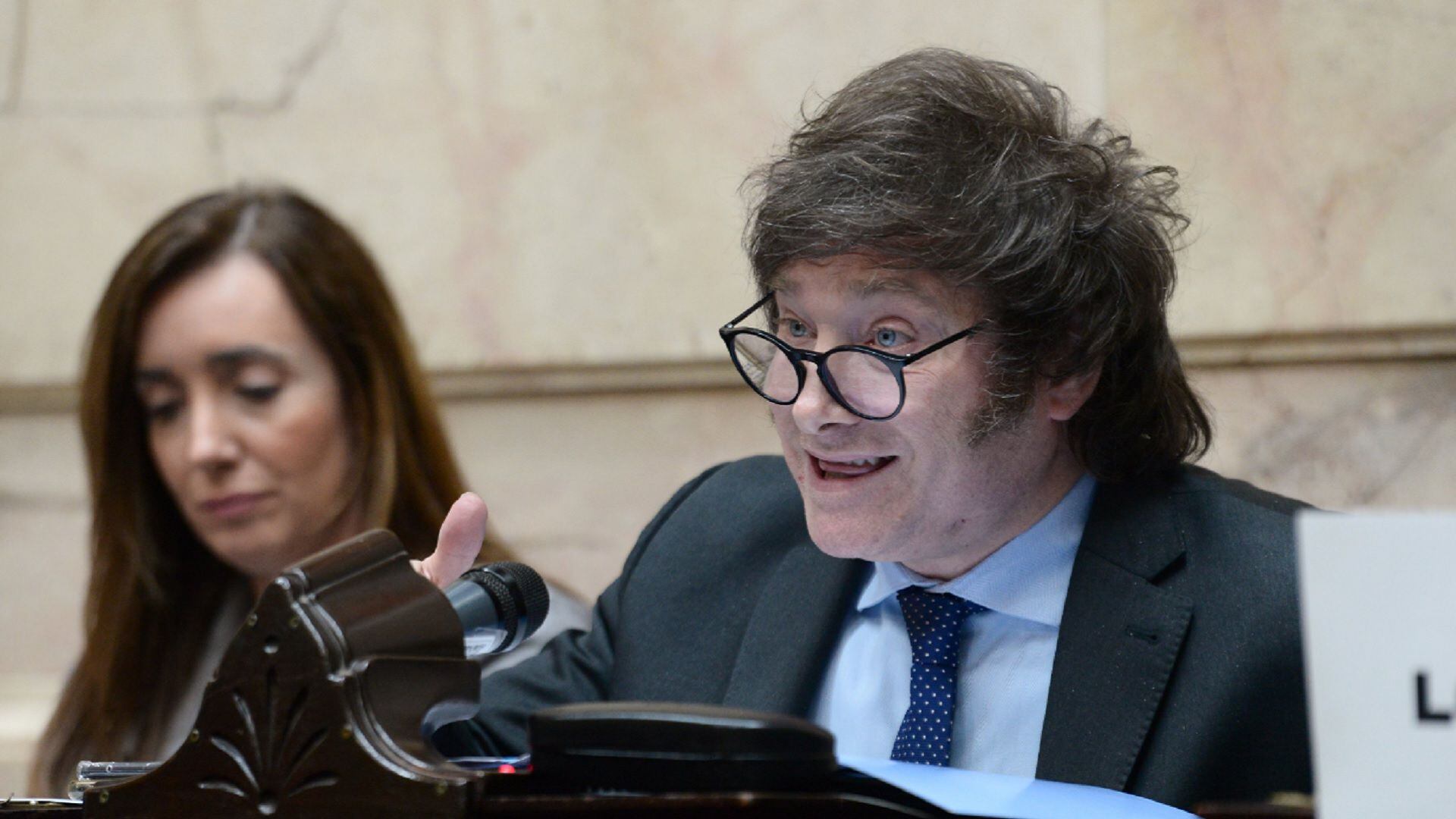 Javier Milei, en funciones. Avaló el proyecto sobre Ganancias impulsado por Sergio Massa. Media sanción en Diputados