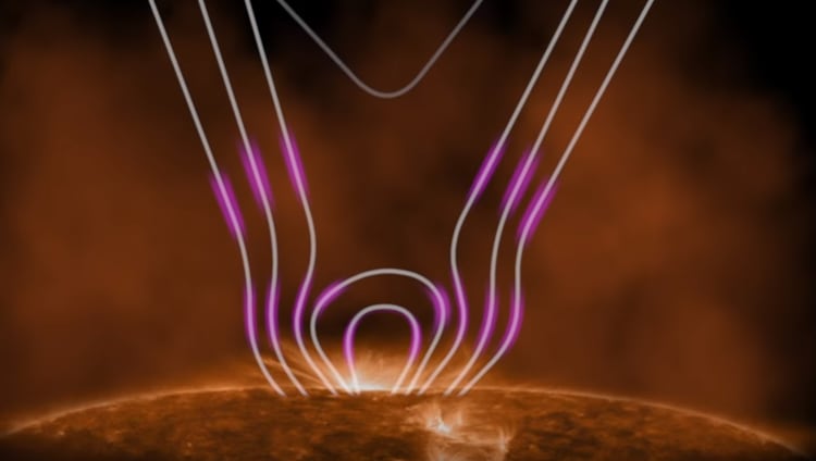 La mezcla de líneas de campo magnético del Sol (Foto: Captura de Pantalla de YouTube NASA Goddard)