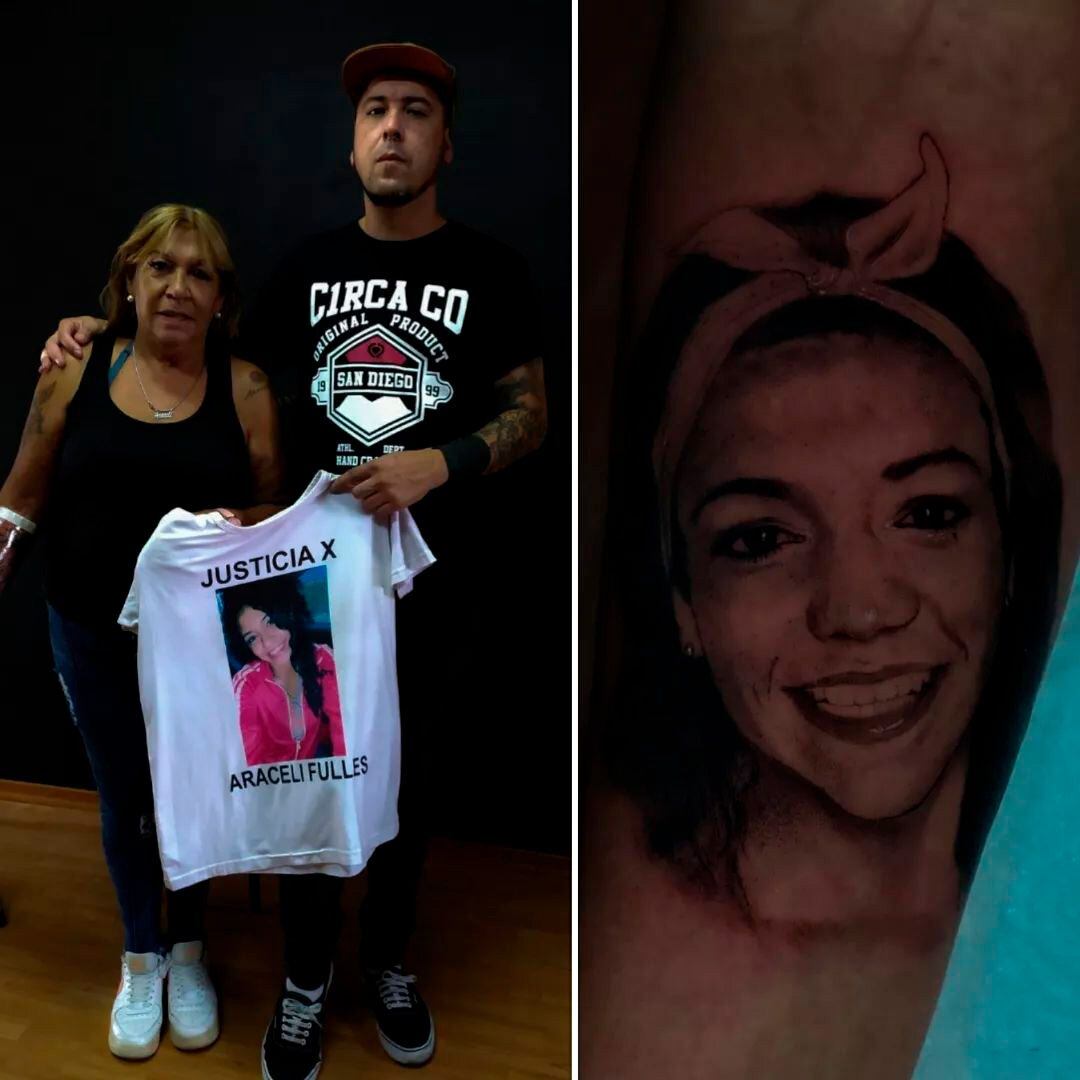 Mónica Ferreyra, la mamá de Araceli Fulles, se tatuó la cara de su hija