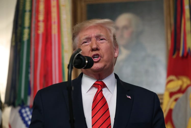 El presidente estadounidense Donald Trump celebró el rol que mantuvo el ejército de Bolivia antes de producirse la renuncia de Evo Morales. (AP Photo/Andrew Harnik)