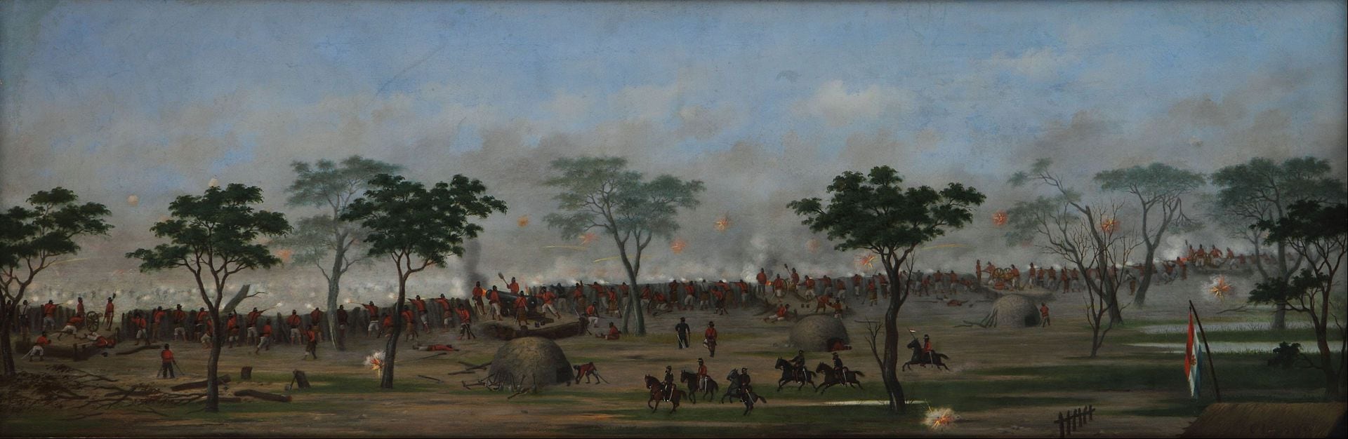 Este cuadro López lo tituló "Trinchera de Curupaytí". En esa batalla, librada el 23 de septiembre de 1866, sería herido gravemente. Museo Nacional de Bellas Artes.