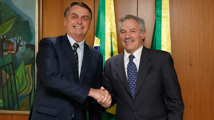 El canciller Felipe Solá junto al presidente Jair Bolsonaro 