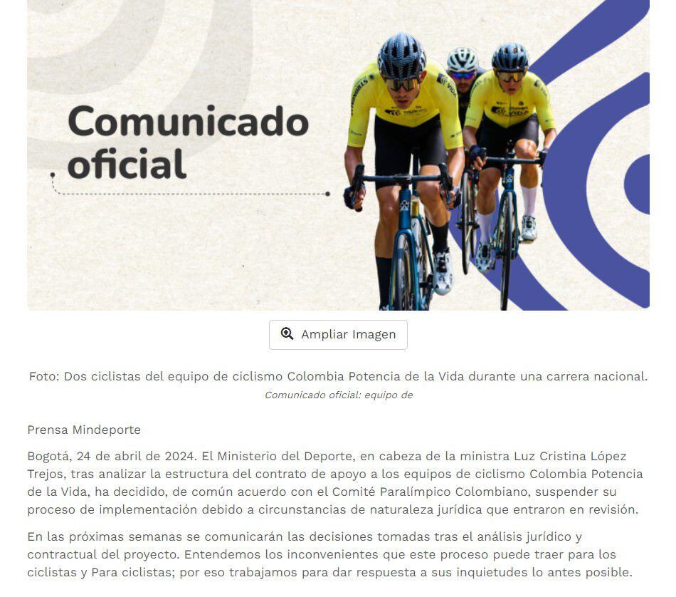 Equipo ciclismo Ministerio del Deporte