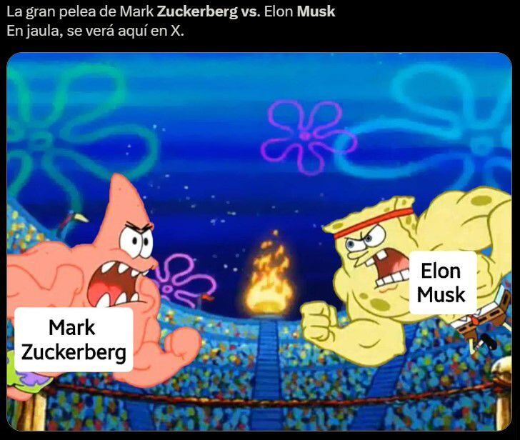 Elon Musk lucharía contra Mark Zuckerberg representados como Bob Esponja y Patricio Estrella