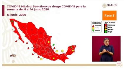 Semáforo de riesgo epidémico en México para la semana del 8 al 14 de junio (Foto: SSa)