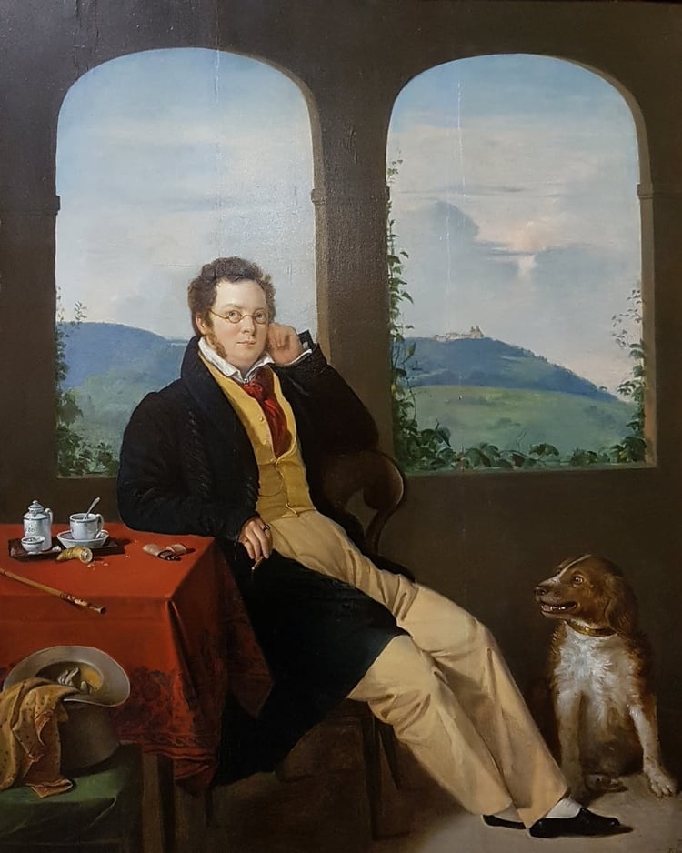 Retrato de Franz Schubert por GÃ¡bor Melegh (1827)