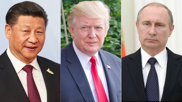 Xi Jinping, presidente de China; Donald Trump, de los Estados Unidos; y Vladimir Putin, Rusia
