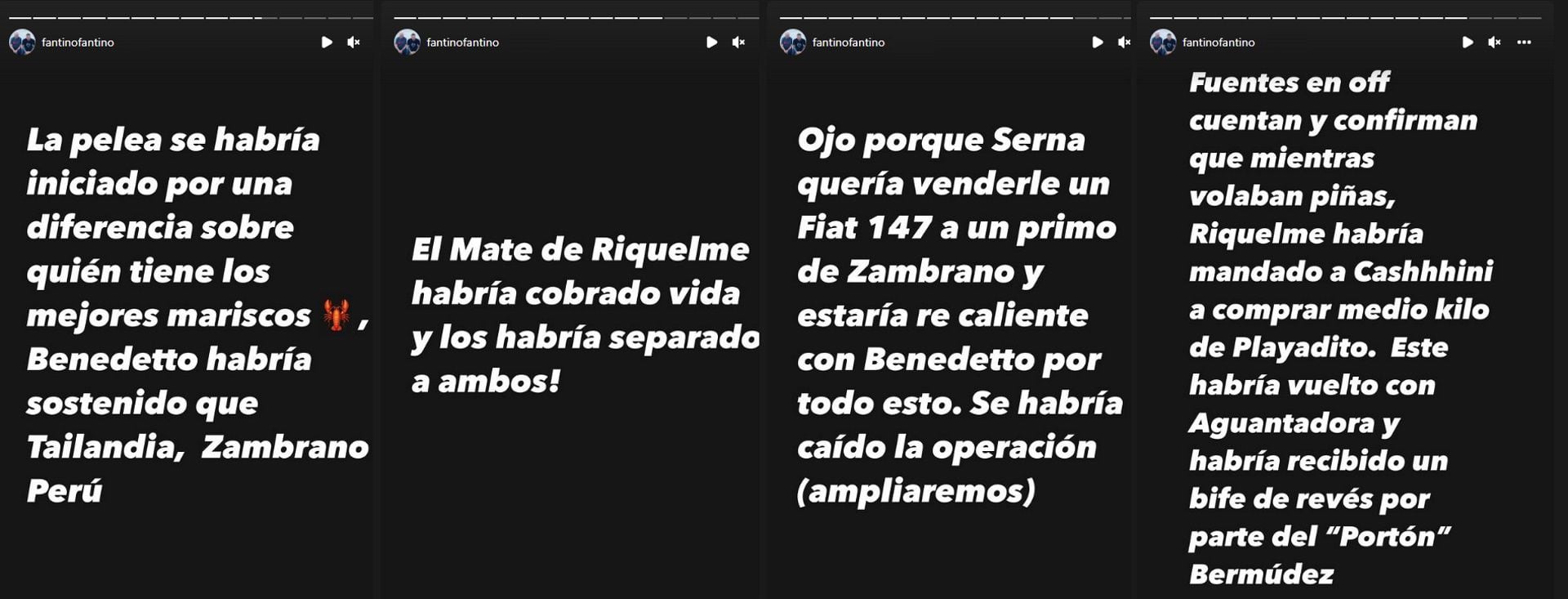 Las historias de Instagram de Alejandro Fantino por la pelea entre Benedetto y Zambrano (@FantinoFantino)