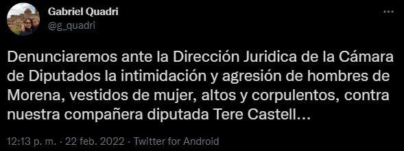 Gabriel Quadri will denounce Morena's trans deputy