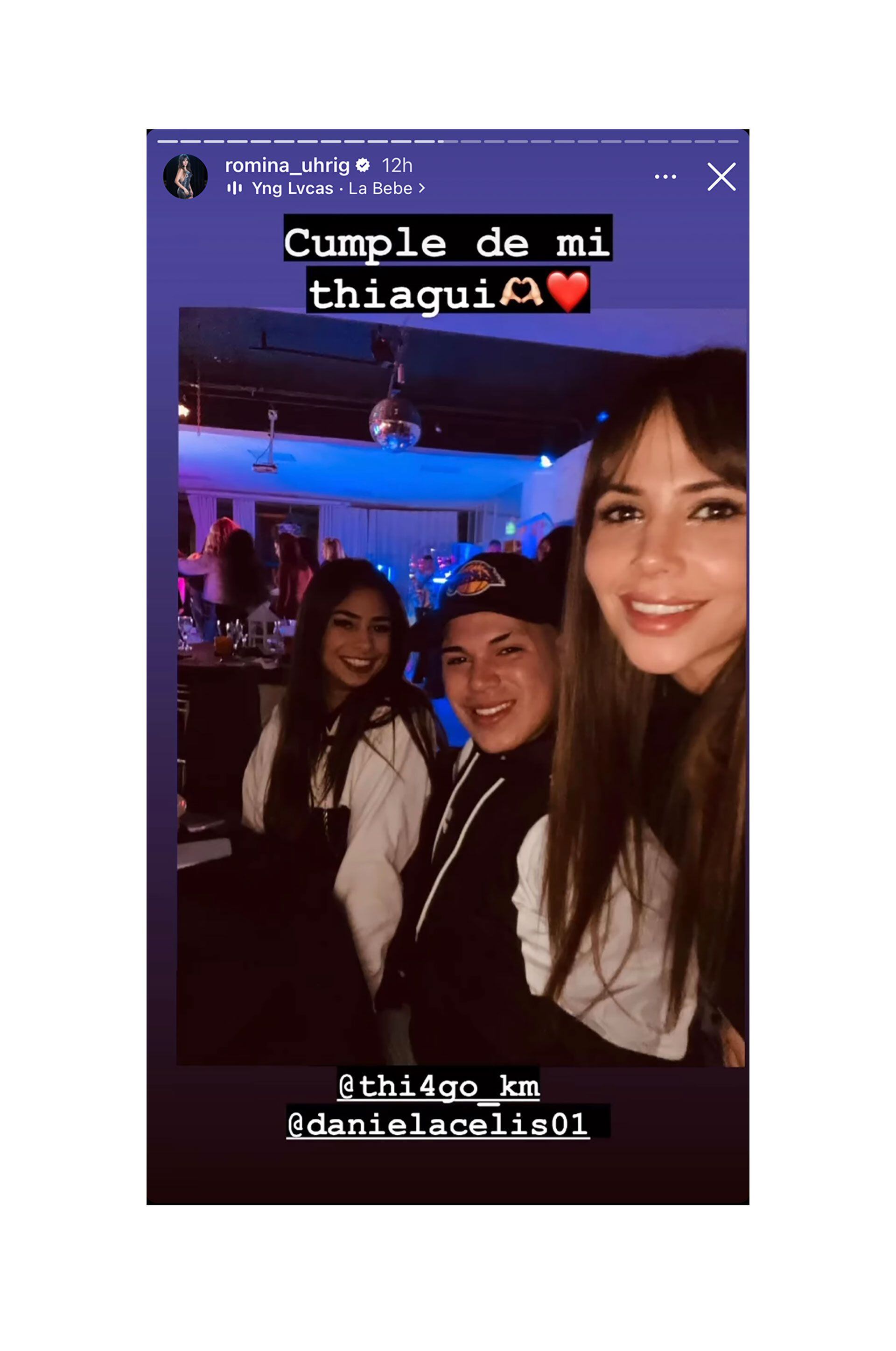 Daniela, Romina y Thiago juntos en el cumpleaños de él (Instagram)