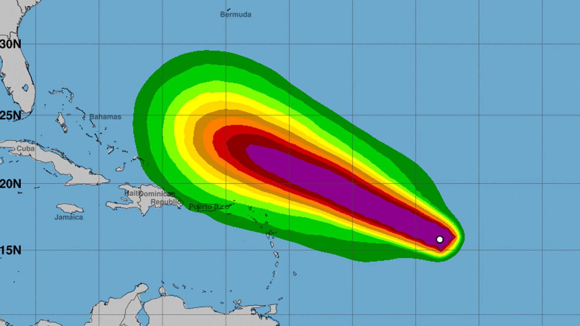 El trayecto esperado del huracán Lee (Centro Nacional de Huracanes/Noaa)
