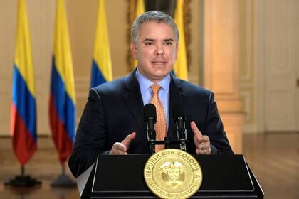 El presidente de Colombia, Iván Duque, habla a la nación en un discurso televisado 