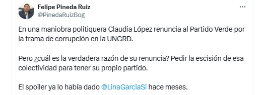 Claudia López se prepara para tener su propio partido - crédito Redes sociales/X