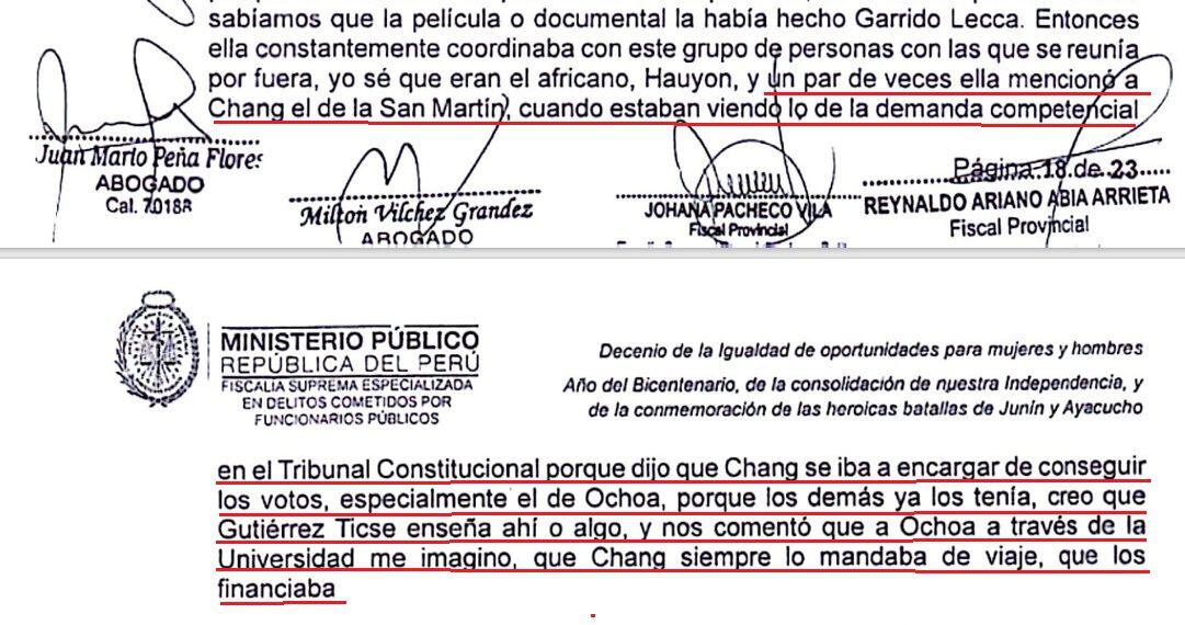 Jaime Villanueva mencionó que José Antonio Chang, exministro de Educación de Alan García, iba a conseguirle votos a Patricia Benavides en el TC.